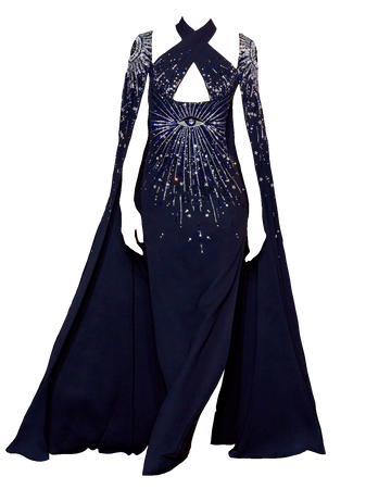 dark blue silver star sparkle ballgown
