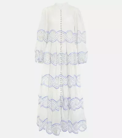 Cira Lace Insert Cotton Maxi Dress in White - Zimmermann | Mytheresa