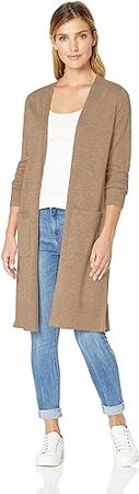 Amazon.com: Amazon Essentials Women's Lightweight Longer Length Cardigan Sweater (Available in Plus Size), Camel Heather, Large : Clothing, Shoes & Jewelry