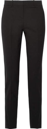 Testra Wool-blend Crepe Slim-leg Pants - Black