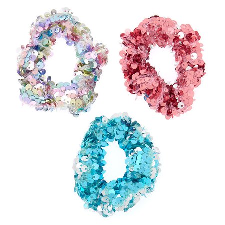 Claire's Club Reversible Sequin Hair Scrunchies - 3 Pack | Claire's US