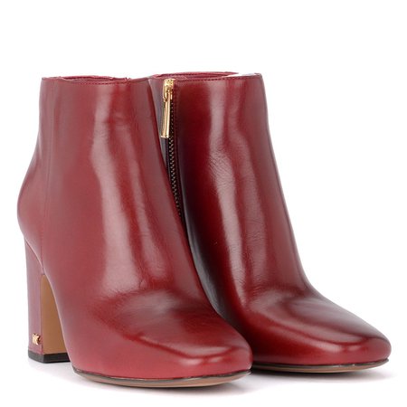 Michael Kors Elaine Red Leather Ankle Boots