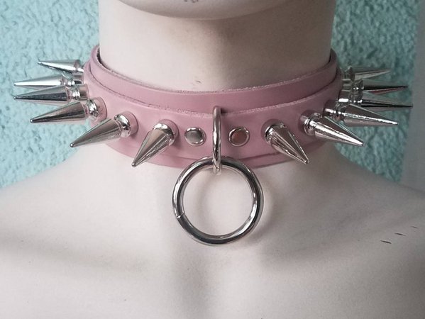 Pink Leather Bondage Collar Choker W/ 1 Ring and D Ring and | Etsy