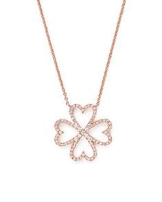 Bloomingdale's Diamond Four-Leaf Clover Pendant Necklace in 14K Rose Gold, .40 ct. t.w. - 100% Exclusive Jewelry & Accessories - Bloomingdale's | Four leaf clover necklace, Rose gold chain necklace, Rose gold diamond necklace