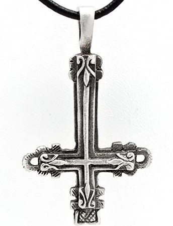 Amazon.com: Trilogy Jewelry Pewter Inverted Gothic St. Peter's Cross Pendant on Leather Necklace: Jewelry