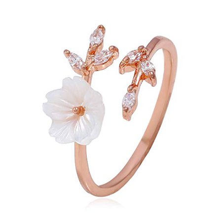 Amazon.com : Edary Flower Ring Engagement Ring for Women and Lovers (Rose gold) : Beauty
