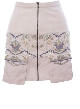 IMAIMA - Niala Hand-Embroidered Skirt In White