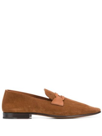 Moreschi Suede Flat-Front Loafers 43424153 Brown | Farfetch