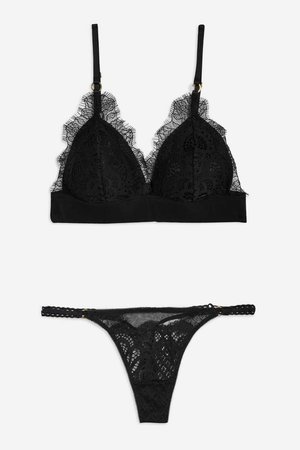 Lace Triangle Bra and Thong Set - Lingerie & Nightwear - Clothing - Topshop