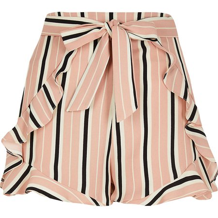 Pink stripe belted flippy short | River Island