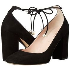 Kate Spade New York Gena (Black Kid Suede) Women's Shoes (17.180 RUB) ❤ liked on Polyvore featuring shoes, pumps, black round toe pumps, chunky heel platform pumps, thick heel pumps, black platform pumps and chunky-heel pumps