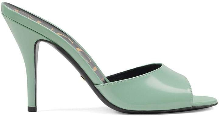 Leather heeled slides