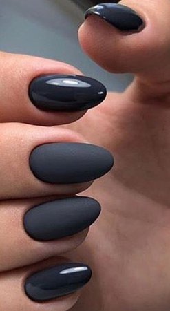 Dark Grey Matte/Glossy Nails