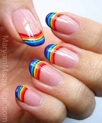 Rainbow Stripe Nails