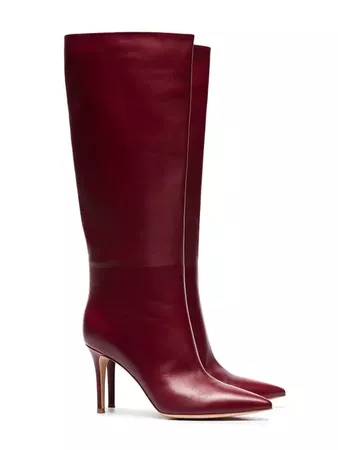 GIANVITO ROSSI burgundy Suzan 85 leather slouch boots