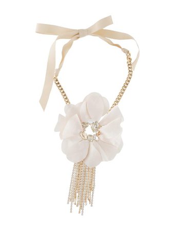 Lanvin Silk Flower & Crystal Collar Necklace - Necklaces - LAN92138 | The RealReal