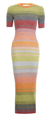 colorful knit long dress