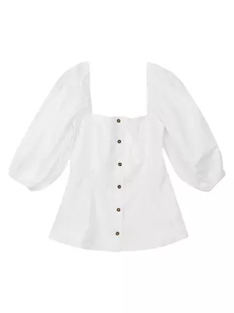 Shop Ganni Off-The-Shoulder Cotton Poplin Shirt | Saks Fifth Avenue