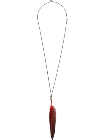 Shop red Ann Demeulemeester feather pendant necklace with Express Delivery - Farfetch