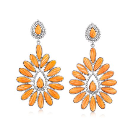 Ross-Simons Orange Shell Pearl Drop Earrings