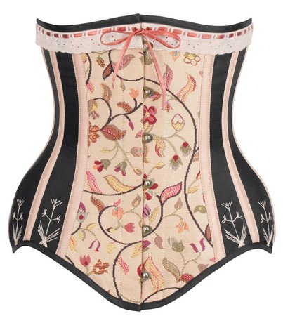 black and beige floral corset
