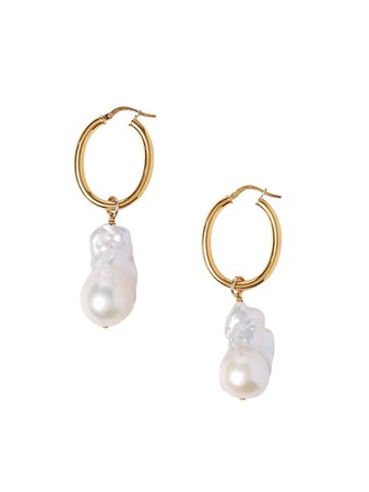 Chan Luu 18K Gold-Plated & Baroque Pearl Hoop Earrings