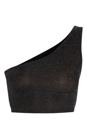 Black Glitter One Shoulder Crop Top | Tops | PrettyLittleThing USA