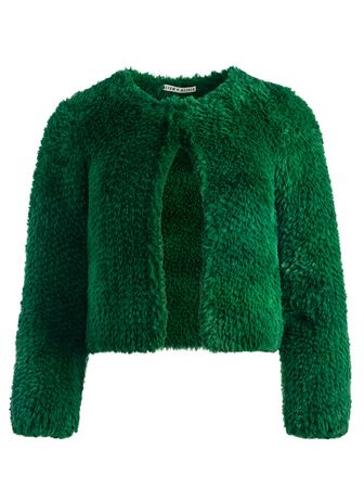 Fawn Faux Fur Jacket In Deep Emerald | Alice And Olivia