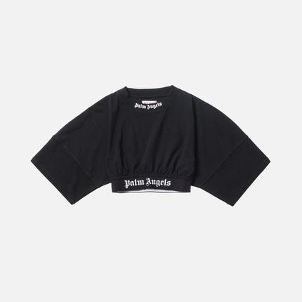 Palm Angels Precious Cropped Logo Over Tee - Black – Kith