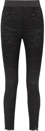 Guipure Lace Slim-leg Pants - Black