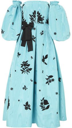 Katelina Embellished Silk-moire Gown - Blue