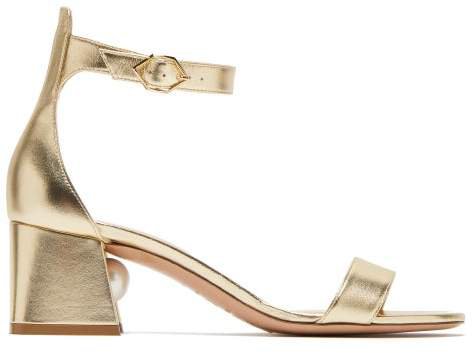 Miri Pearl Heel Ankle Strap Sandals - Womens - Gold