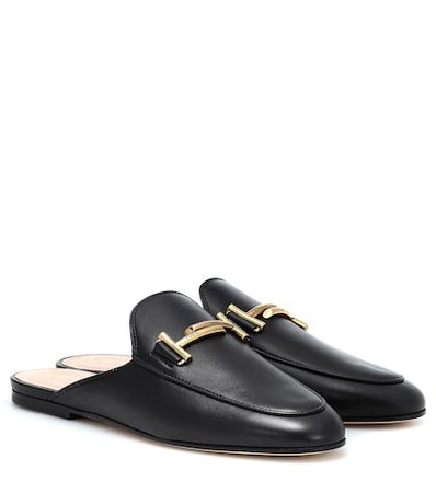 Double T leather slippers