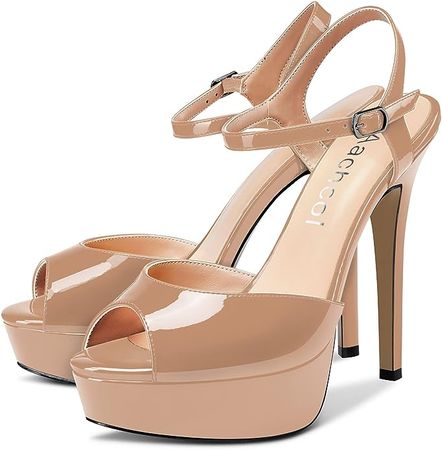 Amazon.com | Aachcol Women Platform Sandals Ankle Strap Peep Open Toe Stiletto High Heel Slingback Dress Shoes 5 Inches | Shoes