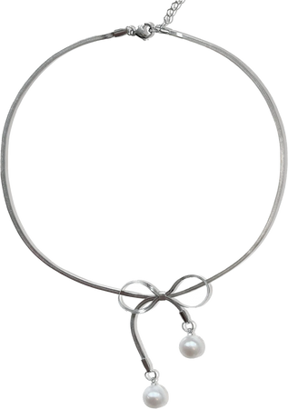 five forty nine stainless steel snake chain bow choker necklace