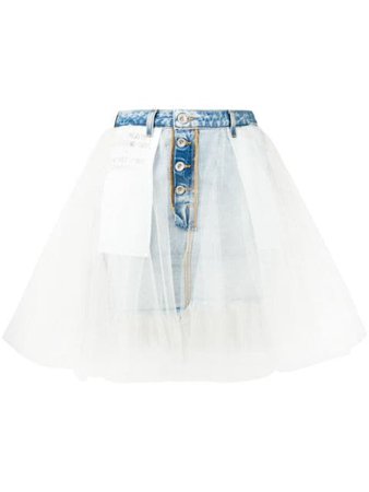 Unravel Project tulle layered denim skirt $588 - Buy Online - Mobile Friendly, Fast Delivery, Price