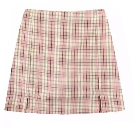 pink check skirt