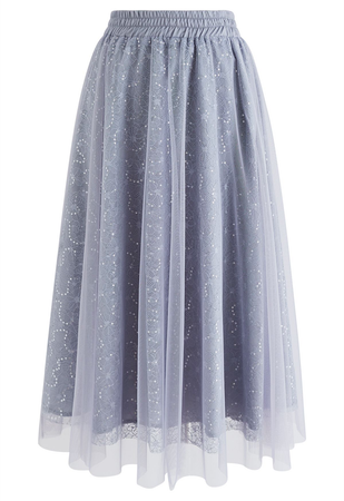 blue gray skirt