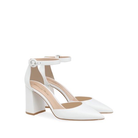 white ankle strap heels