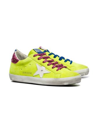 Golden Goose Deluxe Brand fluorescent yellow Superstar contrast lace sneakers