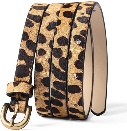 Leopard Print Belt Women's fashion leather Waist Belt Ladies Haircalf Belt Casual Waistband (M(32.8''-38.9'')) at Amazon Women’s Clothing store