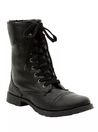 Black Floral Lined Combat Boots | Hot Topic