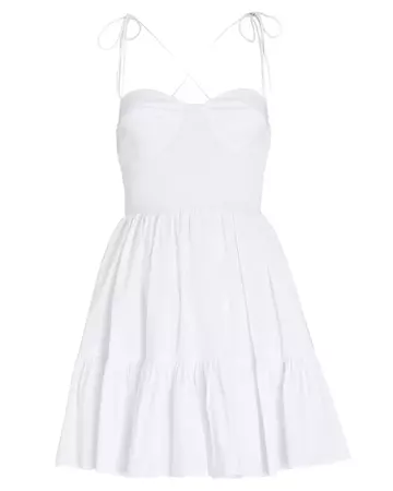 STAUD Landry Ruffled Mini Dress in White | INTERMIX®