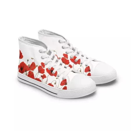Red Poppy Shoes Women's Red Poppy High Top Sneakers - Etsy
