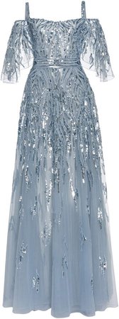 Zuhair Murad Chimera Cold-Shoulder Tulle Gown