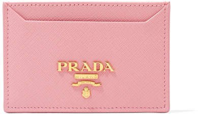 Textured-leather Cardholder - Baby pink