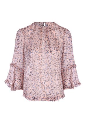 Womens Pink Floral Ruffle Blouse | Peacocks
