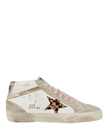 Golden Goose Mid Star High-Top Leather Sneakers | INTERMIX®
