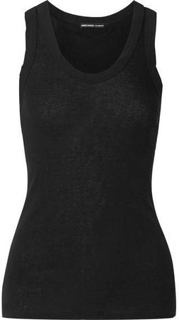 Ribbed Cotton And Cashmere-blend Tank - Black