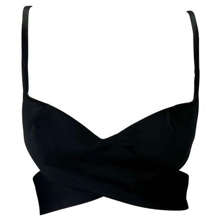 S/S 2001 Gucci by Tom Ford Runway Black Satin Crossover Bralette Top NWT For Sale at 1stDibs